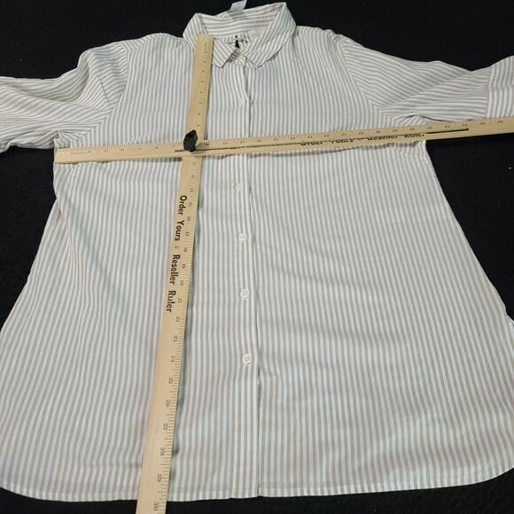 Chico's Womens Button Up Blouse Multicolor Size 2 100% Cotton 3/4 Sleeve Collar - Picture 3 of 12